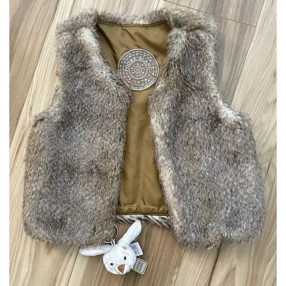 Poivre Blanc Girls Faux Fur Vest Size 5 Rare Soft Cozy Après-Ski Rabbit Toy